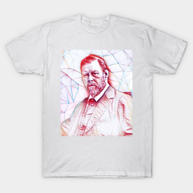 Bram Stoker Portrait | Bram Stoker Artwork Line Art T-Shirt by JustLit